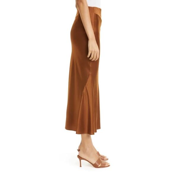 Veronica Beard Sorelle Silk Skirt Dark Ochre Brown Sz 4 $448 - Picture 4 of 16